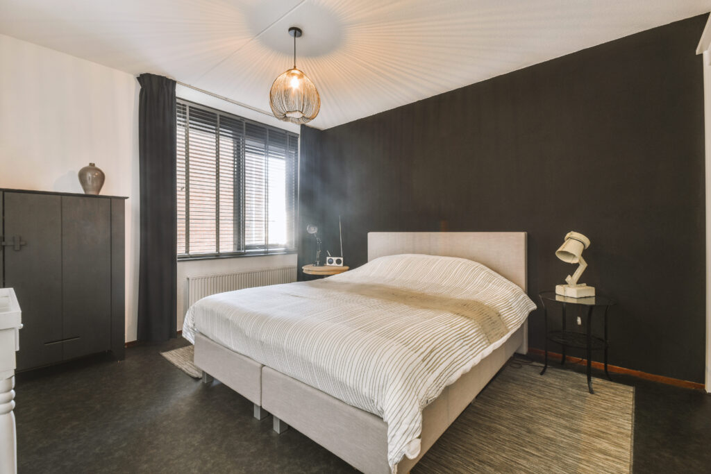 black bedroom with wooden wardrobe 2022 06 14 15 58 05 utc